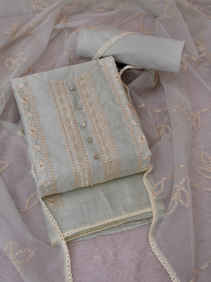 Tavas Chanderi Embroidered Salwar Suit Material