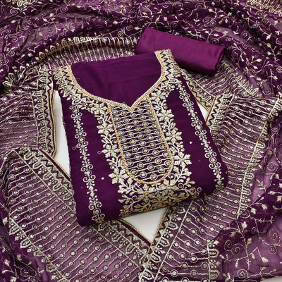 manvaa Georgette Embellished Salwar Suit Material