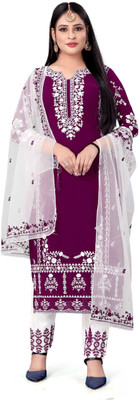 ZONFAB Georgette Embroidered Salwar Suit Material