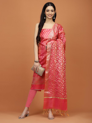 Meena Bazaar Chanderi Floral Print Salwar Suit Material