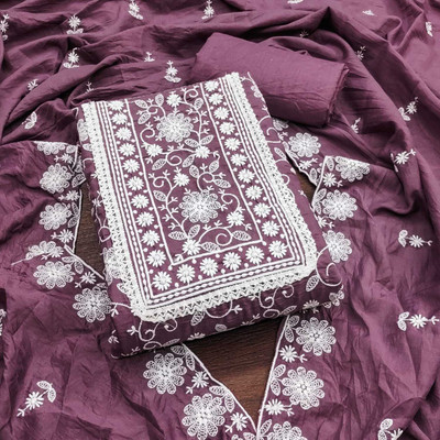AALSHOP Pure Cotton Embroidered Salwar Suit Material