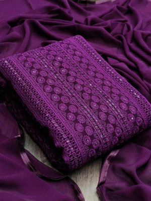 REET MAHAL Georgette Embroidered Salwar Suit Material