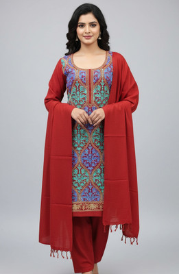 REET MAHAL Wool Embroidered Salwar Suit Material