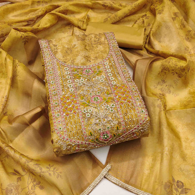 Blissta Cotton Silk Embellished Salwar Suit Material