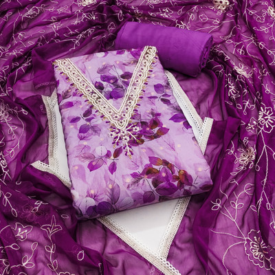 ShopGlobal Cotton Silk Embroidered Salwar Suit Material