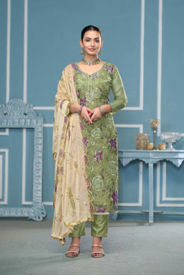 Shadow & Saining Organza Embellished Salwar Suit Material