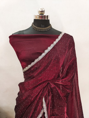 KHRITI FAB Embellished Bollywood Jimmy choo Saree(Maroon)