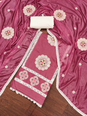Tasrika Silk Blend Embroidered Salwar Suit Material