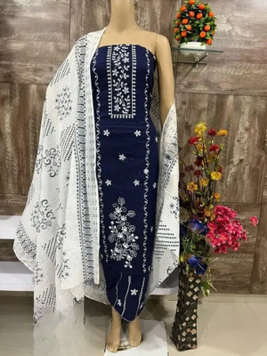 Meghdoot Textiles Pure Cotton Embroidered Salwar Suit Material
