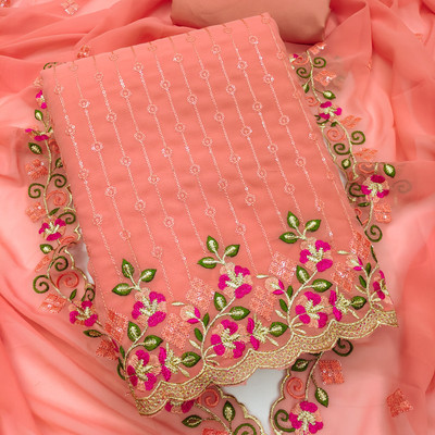 HOUSEEOFCOMMON Georgette Embroidered Salwar Suit Material