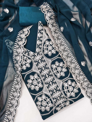 NIDHI'S FASHION Georgette Embroidered Salwar Suit Material