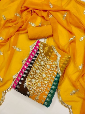 HOUSEEOFCOMMON Georgette Embroidered Salwar Suit Material
