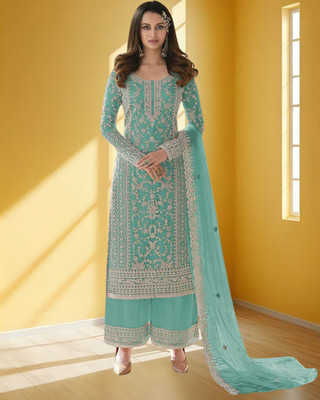 Dealbazaars Corporation Net/Lace Dyed, Embroidered, Embellished, Self Design Salwar Suit Material