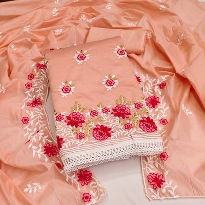 manvaa Chanderi Embroidered Salwar Suit Material