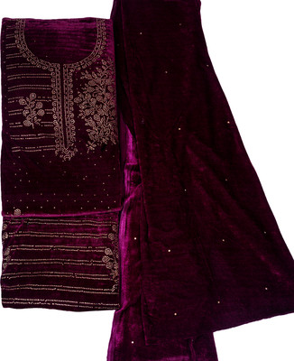 MannKey Velvet Embroidered Salwar Suit Material