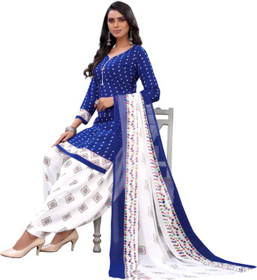AYKA CLOTHINGS Crepe Floral Print, Embellished, Printed, Geometric Print Salwar Suit Material