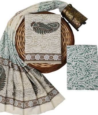 RangrezAttire Cotton Blend Floral Print Kurta & Palazzo Material