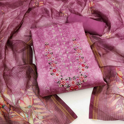 Peachmode Art Silk Embroidered Salwar Suit Material