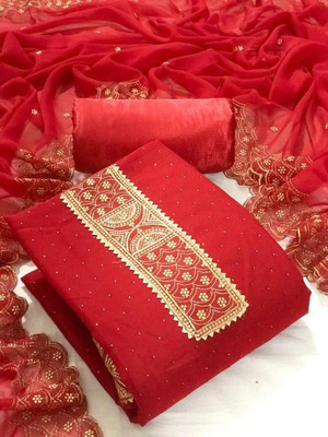 DUTT TEXTILE Georgette Self Design Salwar Suit Material