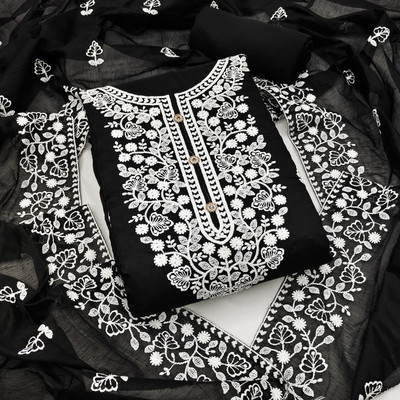 NEGRONISTAR Cotton Silk Embroidered Salwar Suit Material