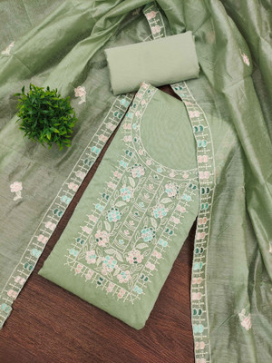 Shadow & Saining Cotton Blend Embroidered Salwar Suit Material