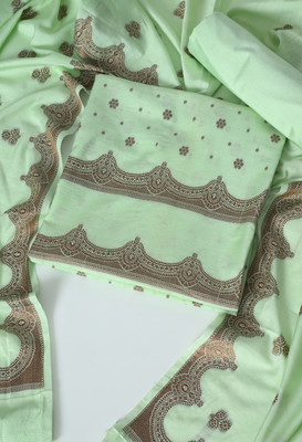 The Weavers Shop by Raavi Silk Blend Self Design Salwar Suit Material