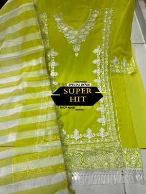 FUSIONVALLEY Georgette Animal Print Salwar Suit Material