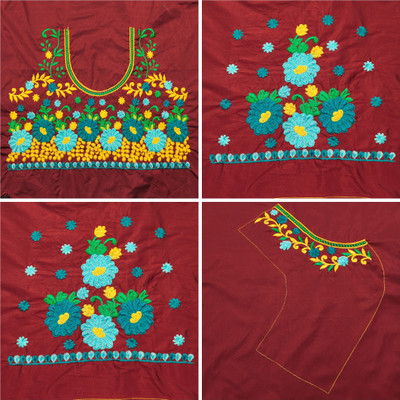 RAJVILASH Cotton Silk Embroidered Blouse Material
