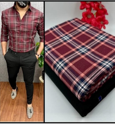 Maahi Fashion Polycotton Self Design, Printed, Colorblock Shirt & Trouser Fabric