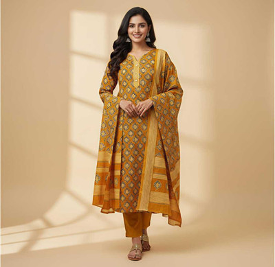 Chingaari Cotton Linen Floral Print Kurta Fabric