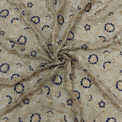 SATKAAR FASHIONS Georgette Embroidered Multipurpose Running Fabric