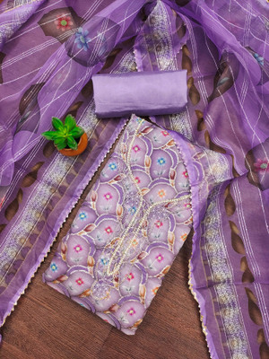 Jaipur Kurti Organza Floral Print Salwar Suit Material