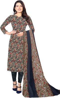 Banwaree Crepe Floral Print, Printed, Geometric Print, Striped Salwar Suit Material