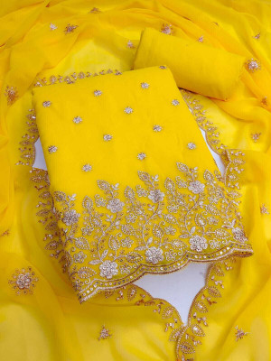 SWARNGANGA TEX Georgette Embroidered Salwar Suit Material