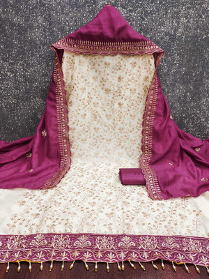 TNT Silk Blend Embroidered Salwar Suit Material