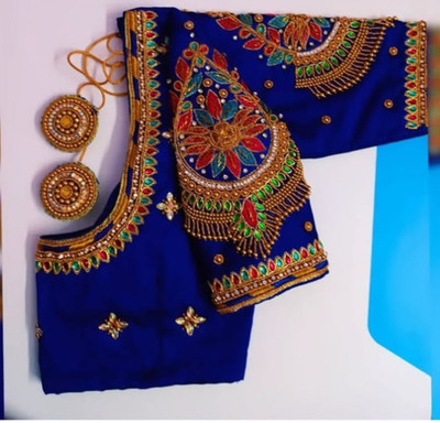 Zeba collection Art Silk Embroidered Blouse Material