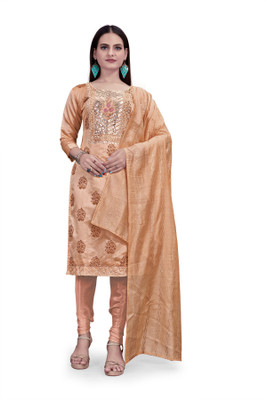 HERE&NOW Chanderi Printed Salwar Suit Material