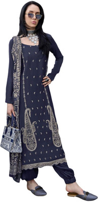 DRAVINAM Trends Wool Embroidered Salwar Suit Material