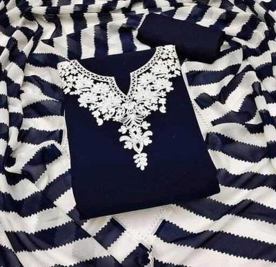 FUSIONVALLEY Georgette Striped Salwar Suit Material