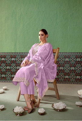 AKSHTA Pure Silk Embroidered Salwar Suit Material