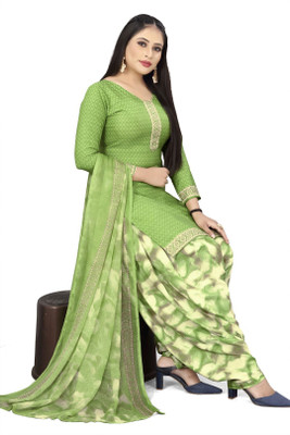 Poojagroup fashion Crepe Printed, Striped Kurta & Patiyala Material