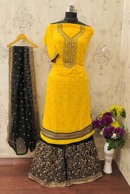 COCFI Georgette Embroidered, Self Design Kurta & Palazzo Material