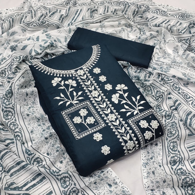 LADY SHOPI Pure Cotton Embroidered Salwar Suit Material