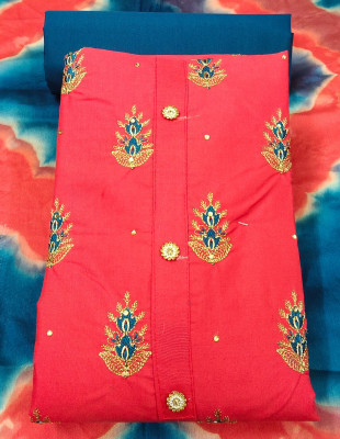 Ishika Creation Cotton Blend Embroidered Kurta & Churidar Material