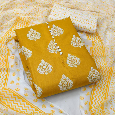Aumki Cotton Blend Printed Salwar Suit Material