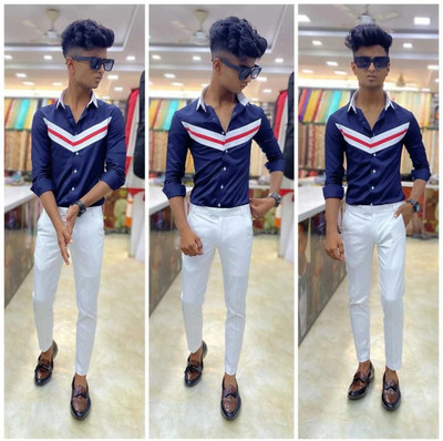 nilkanth creation Polycotton Striped Shirt & Trouser Fabric