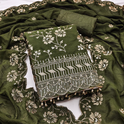 LeeliPeeri Designer Silk Blend Floral Print Salwar Suit Material