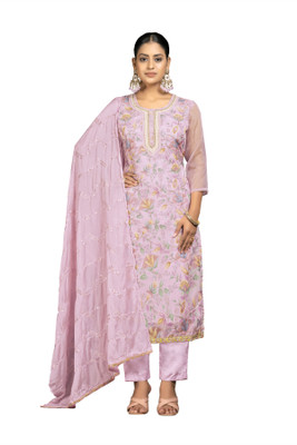 manvaa Organza Printed Salwar Suit Material