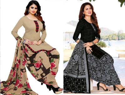 THIRA Crepe Printed Kurta & Patiyala Material