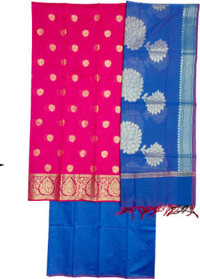SHREEMAA CREATIONS Cotton Silk Self Design Salwar Suit Material
